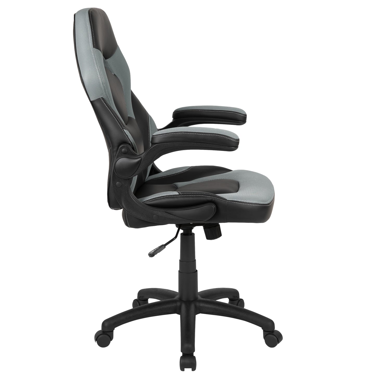 X10 Gaming Chair, Racing Style Ergonomic Office Chair, Height Adjustable Swivel Computer Chair with Flip-Up Arms, Gray/Black LeatherSoft Gray