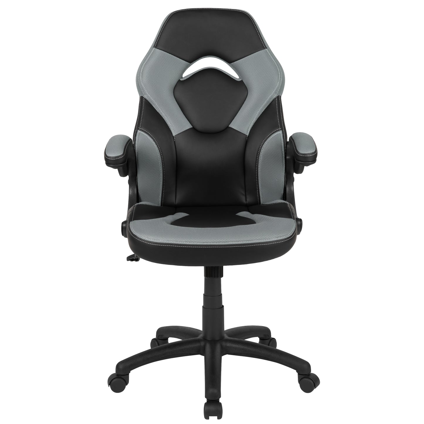X10 Gaming Chair, Racing Style Ergonomic Office Chair, Height Adjustable Swivel Computer Chair with Flip-Up Arms, Gray/Black LeatherSoft Gray