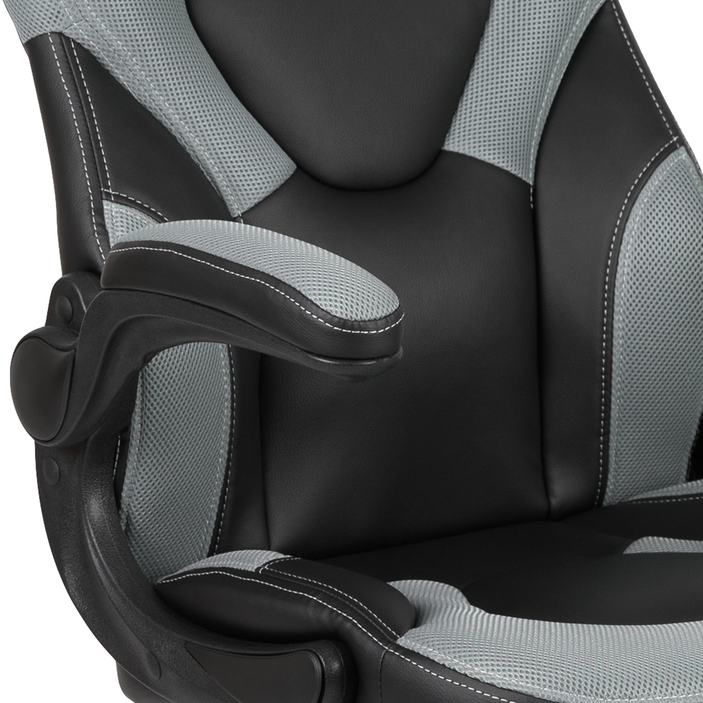X10 Gaming Chair, Racing Style Ergonomic Office Chair, Height Adjustable Swivel Computer Chair with Flip-Up Arms, Gray/Black LeatherSoft Gray