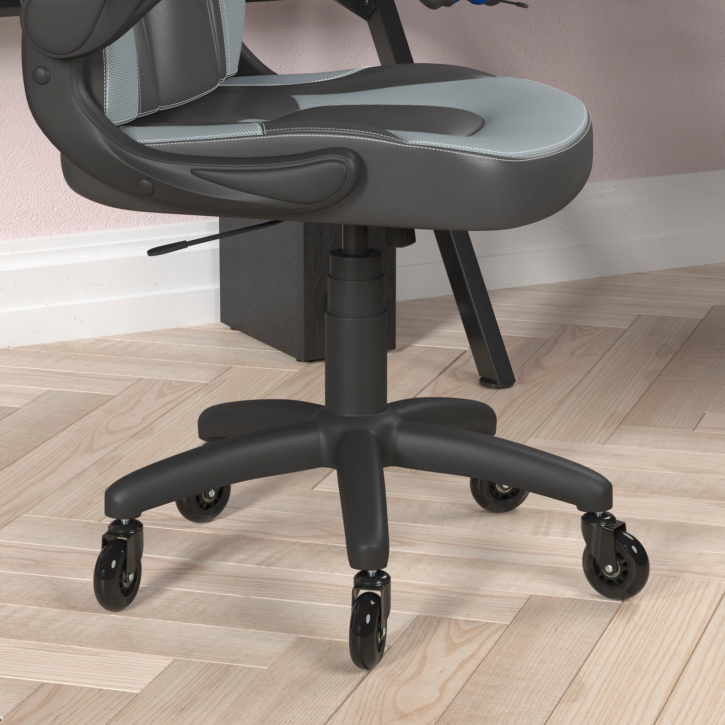 X10 Gaming Chair Racing Office Computer PC Adjustable Chair with Flip-up Arms and Transparent Roller Wheels, Gray/Black LeatherSoft Gray