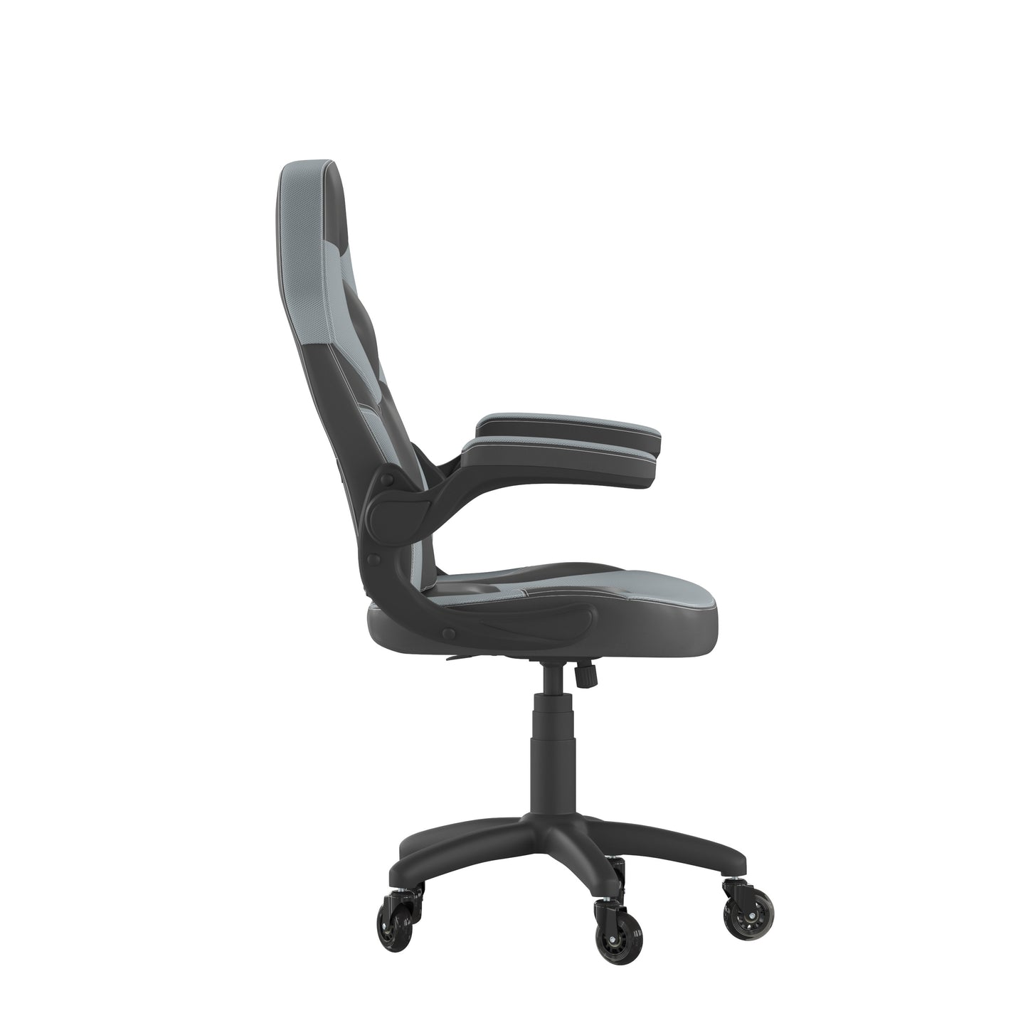 X10 Gaming Chair Racing Office Computer PC Adjustable Chair with Flip-up Arms and Transparent Roller Wheels, Gray/Black LeatherSoft Gray