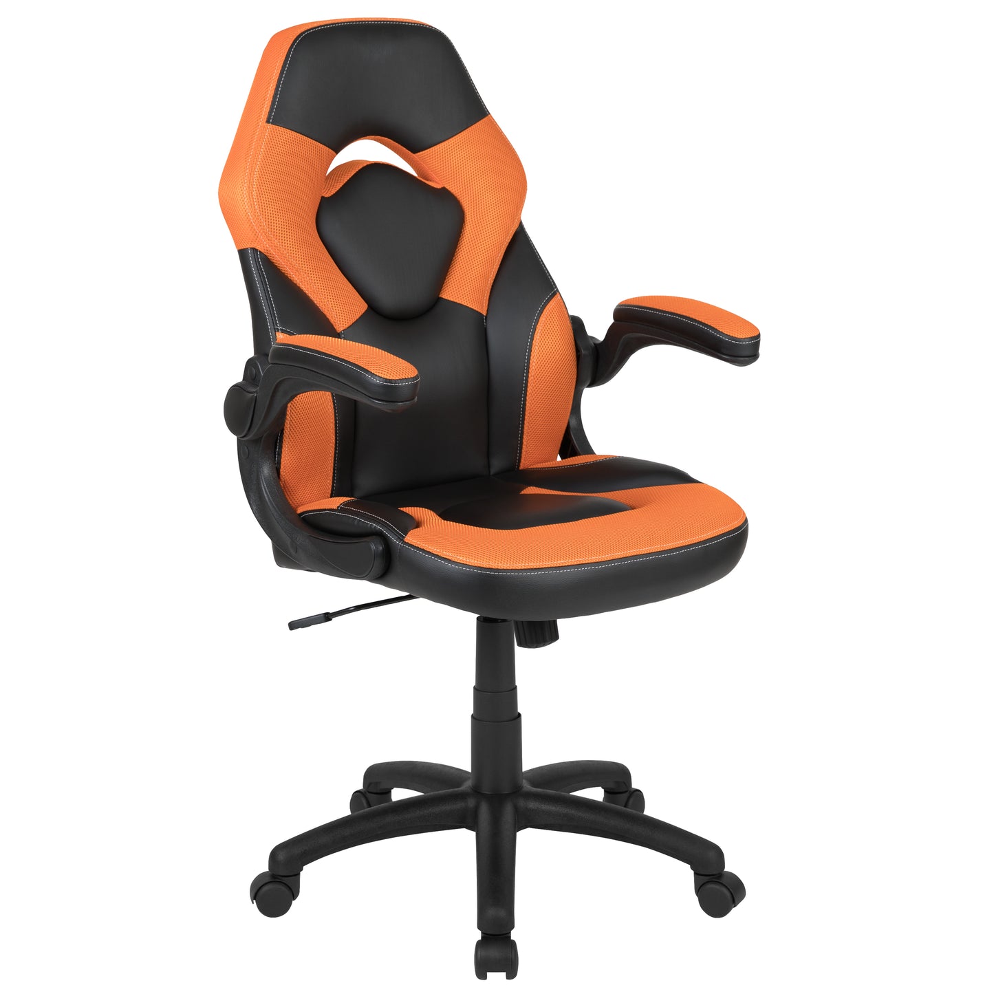 X10 Gaming Chair, Racing Style Ergonomic Office Chair, Height Adjustable Swivel Computer Chair with Flip-Up Arms, Orange/Black LeatherSoft Orange