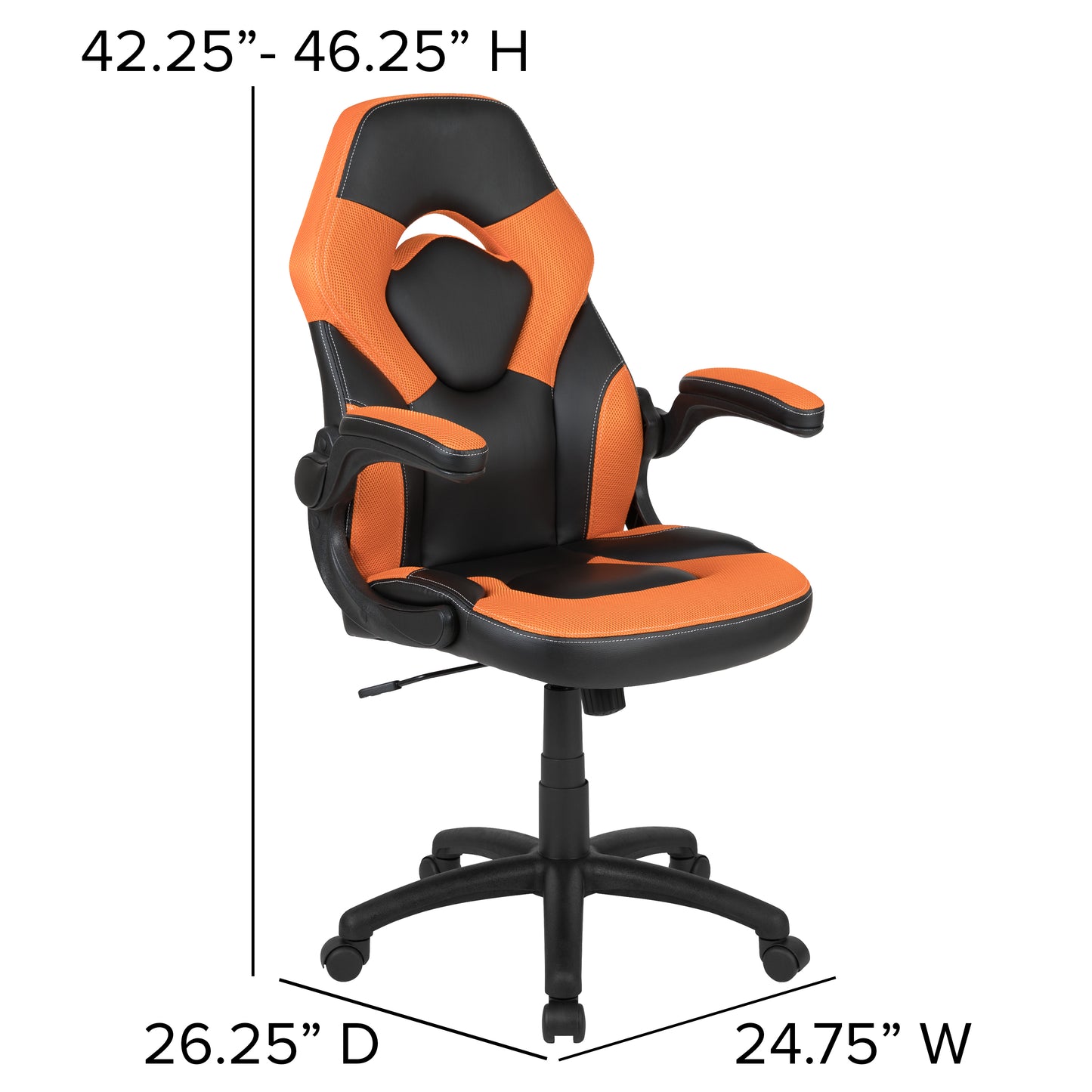 X10 Gaming Chair, Racing Style Ergonomic Office Chair, Height Adjustable Swivel Computer Chair with Flip-Up Arms, Orange/Black LeatherSoft Orange