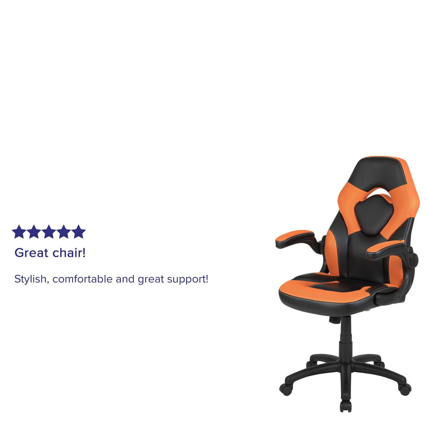 X10 Gaming Chair, Racing Style Ergonomic Office Chair, Height Adjustable Swivel Computer Chair with Flip-Up Arms, Orange/Black LeatherSoft Orange