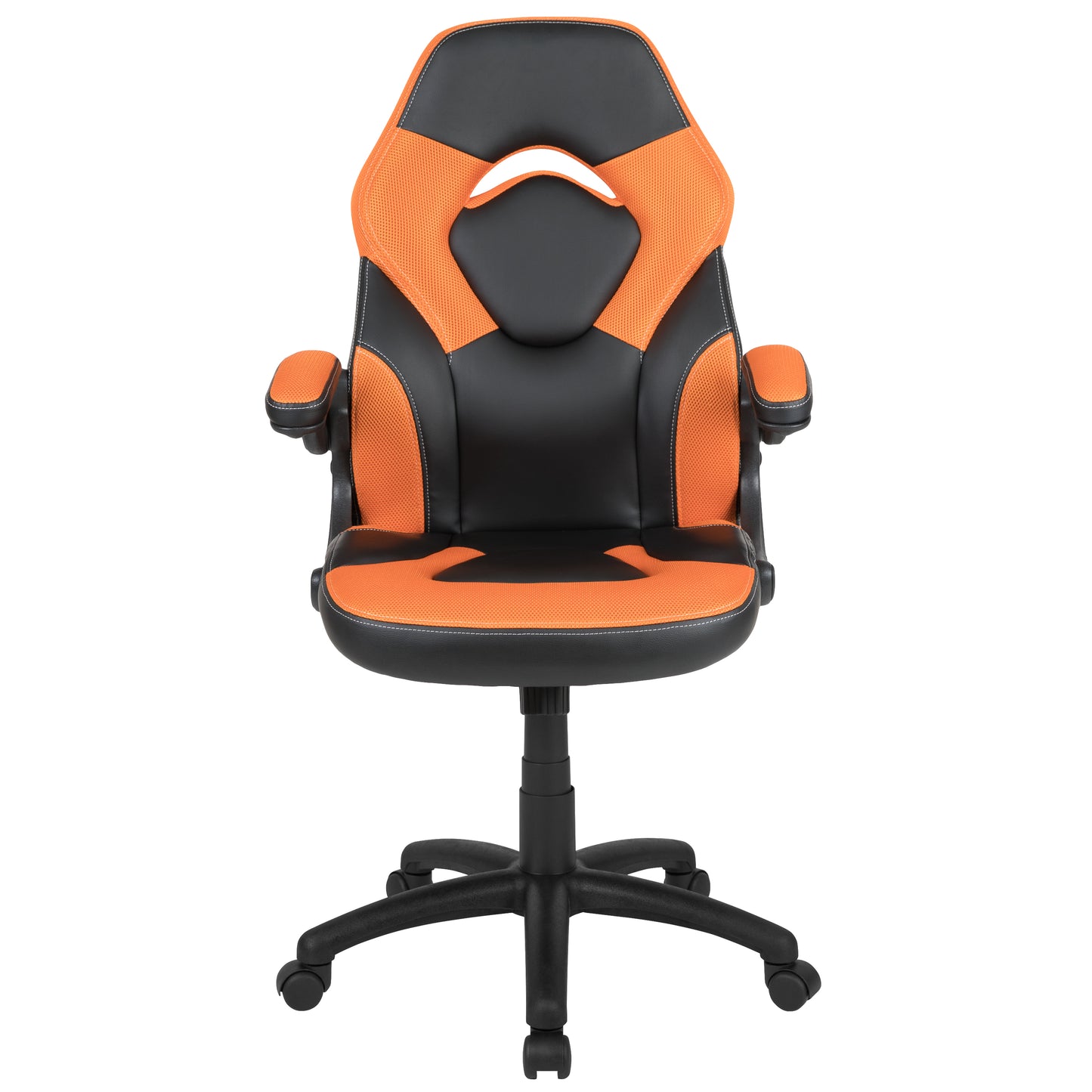 X10 Gaming Chair, Racing Style Ergonomic Office Chair, Height Adjustable Swivel Computer Chair with Flip-Up Arms, Orange/Black LeatherSoft Orange