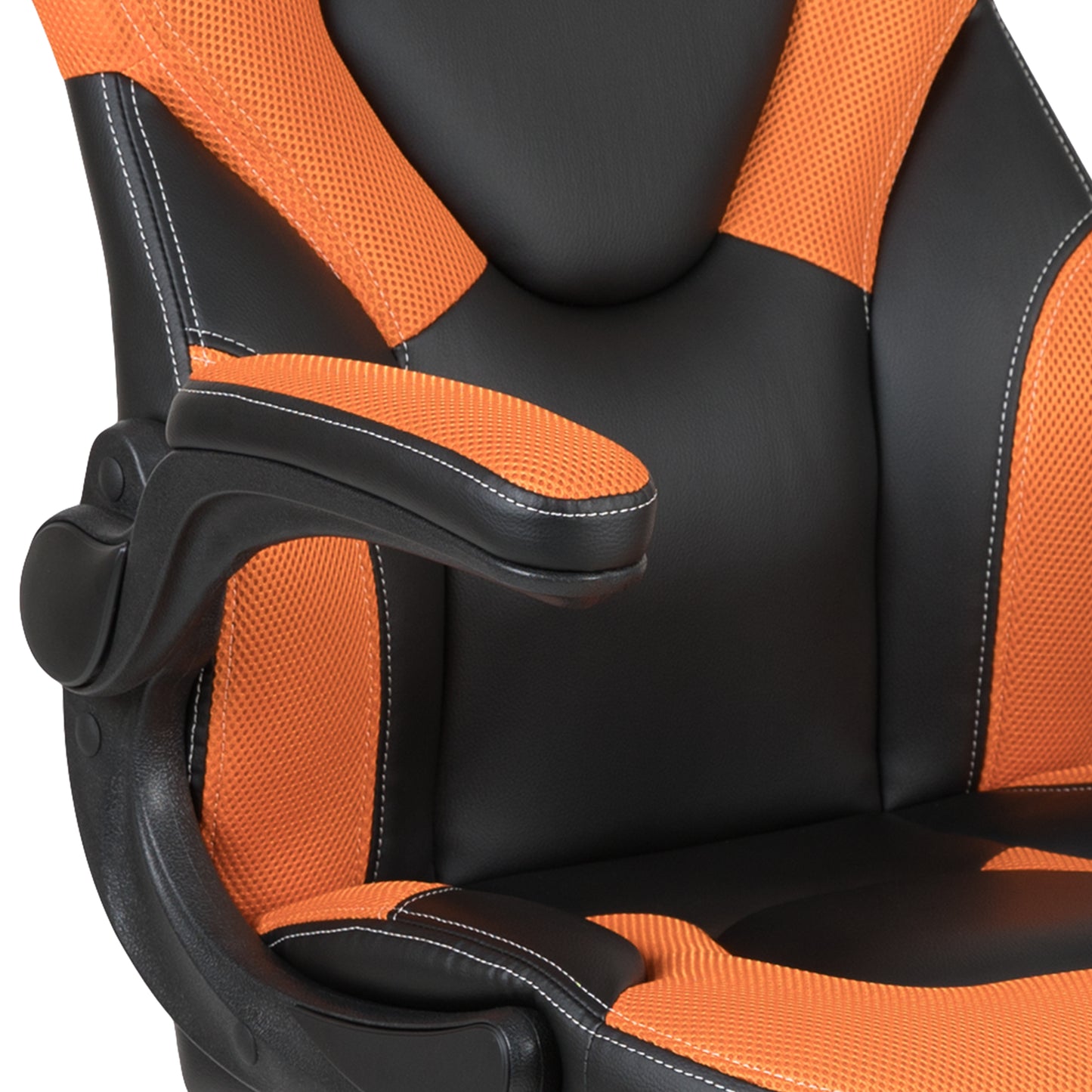 X10 Gaming Chair, Racing Style Ergonomic Office Chair, Height Adjustable Swivel Computer Chair with Flip-Up Arms, Orange/Black LeatherSoft Orange