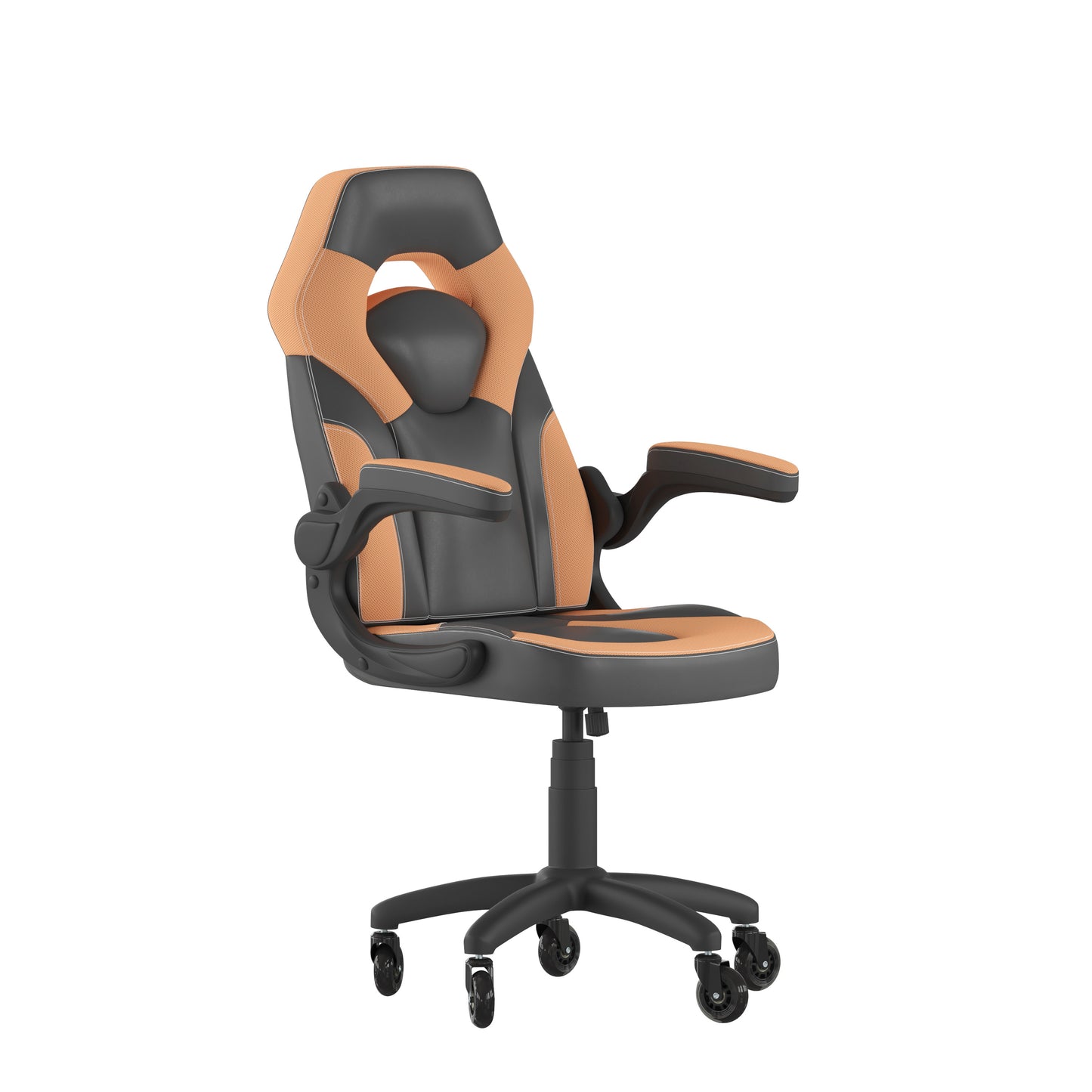 X10 Gaming Chair Racing Office Computer PC Adjustable Chair with Flip-up Arms and Transparent Roller Wheels, Orange/Black LeatherSoft Orange