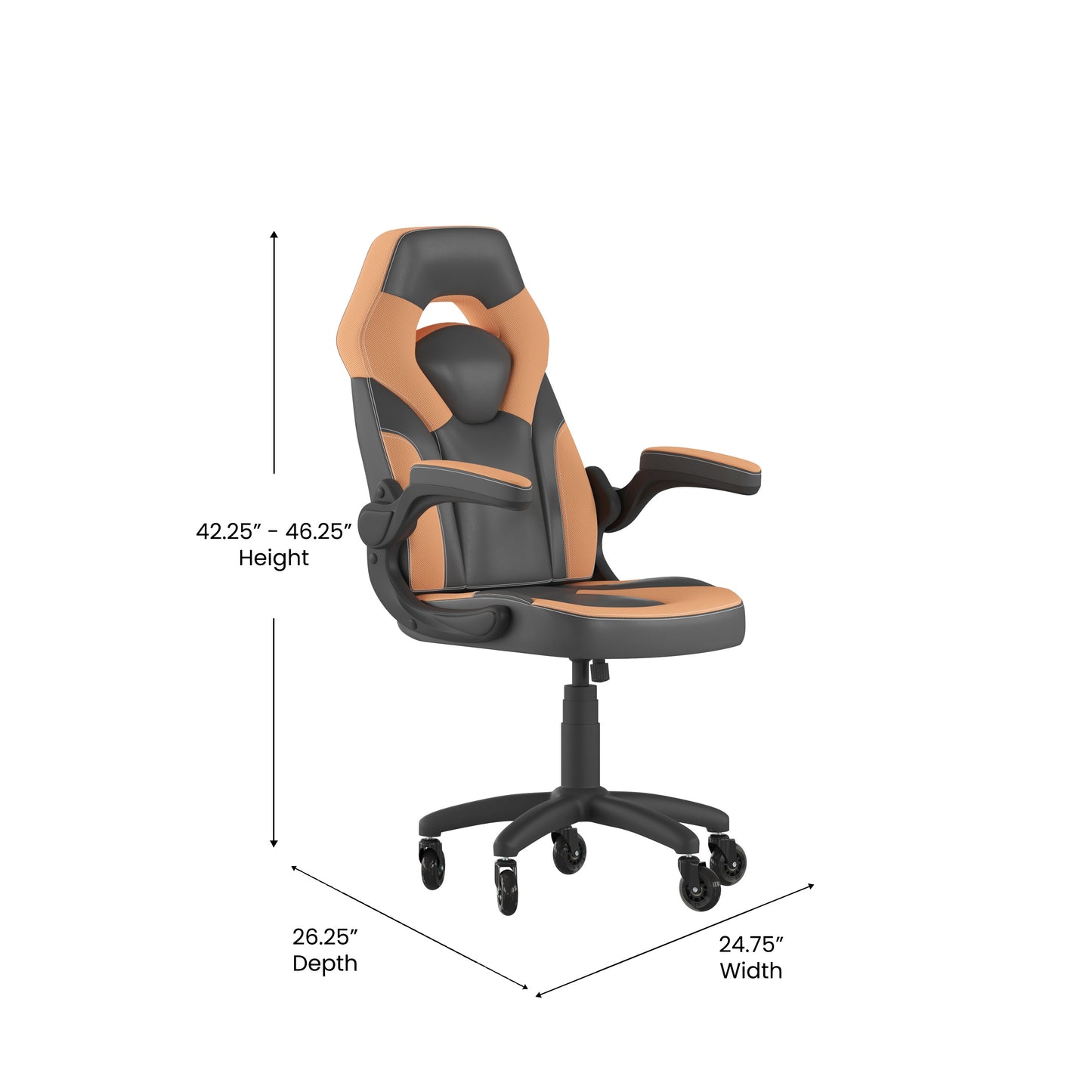X10 Gaming Chair Racing Office Computer PC Adjustable Chair with Flip-up Arms and Transparent Roller Wheels, Orange/Black LeatherSoft Orange