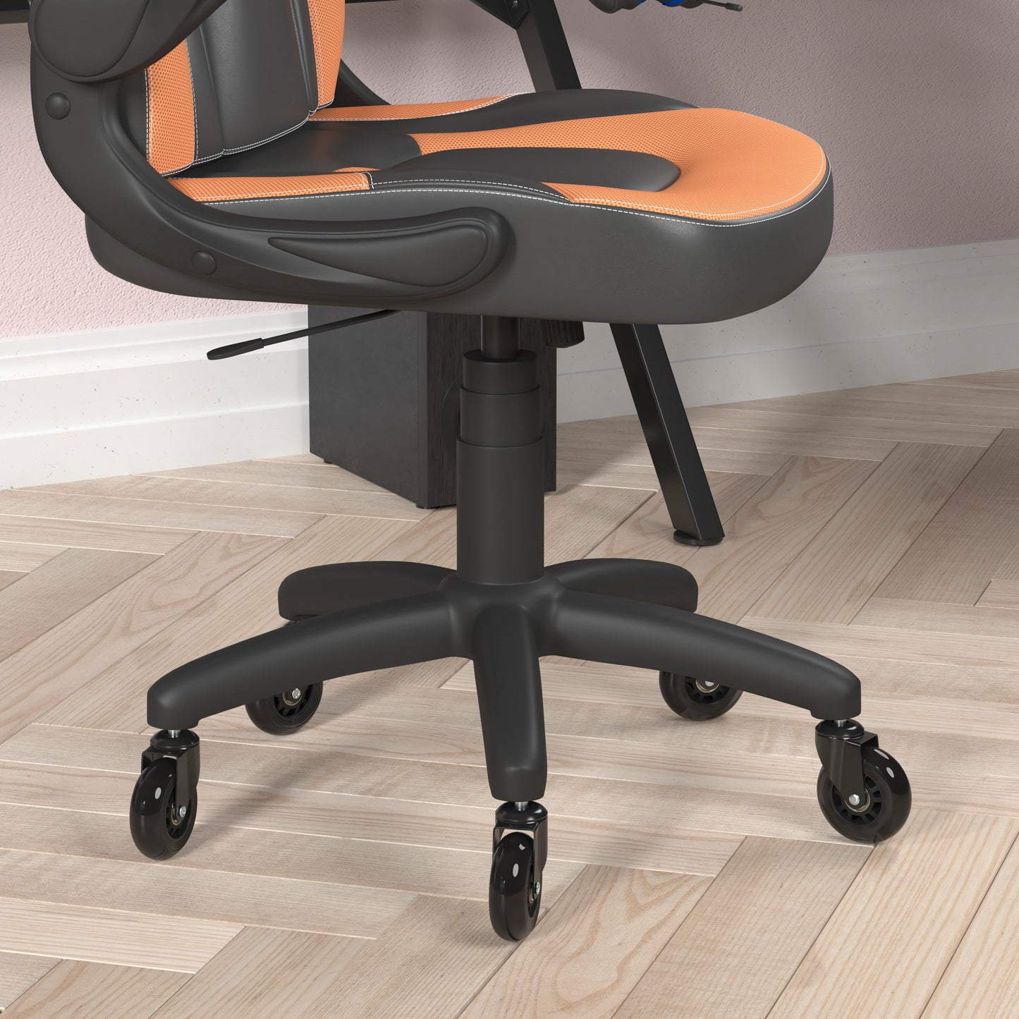 X10 Gaming Chair Racing Office Computer PC Adjustable Chair with Flip-up Arms and Transparent Roller Wheels, Orange/Black LeatherSoft Orange