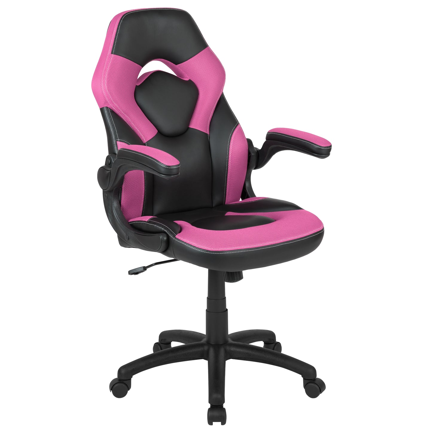X10 Gaming Chair, Racing Style Ergonomic Office Chair, Height Adjustable Swivel Computer Chair with Flip-Up Arms, Pink/Black LeatherSoft Pink