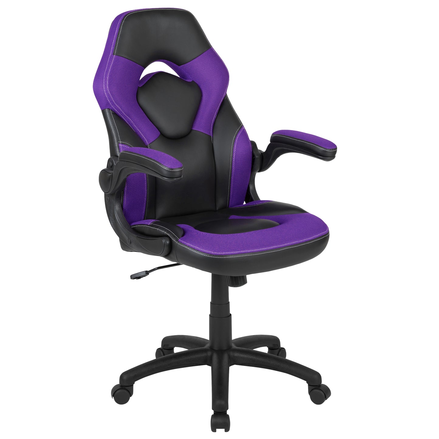 X10 Gaming Chair, Racing Style Ergonomic Office Chair, Height Adjustable Swivel Computer Chair with Flip-Up Arms, Purple/Black LeatherSoft Purple CH-00095-PR-GG