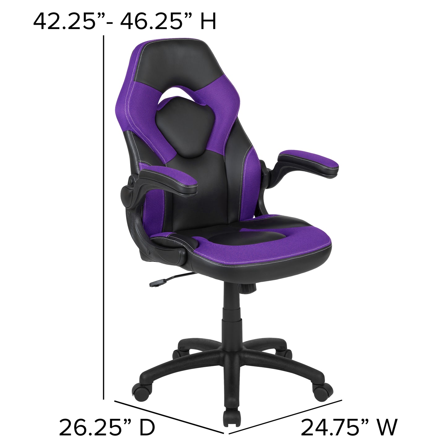 X10 Gaming Chair, Racing Style Ergonomic Office Chair, Height Adjustable Swivel Computer Chair with Flip-Up Arms, Purple/Black LeatherSoft Purple CH-00095-PR-GG