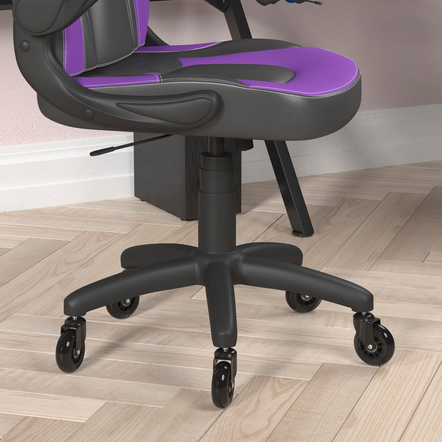 X10 Gaming Chair Racing Office Computer PC Adjustable Chair with Flip-up Arms and Transparent Roller Wheels, Purple/Black LeatherSoft Purple