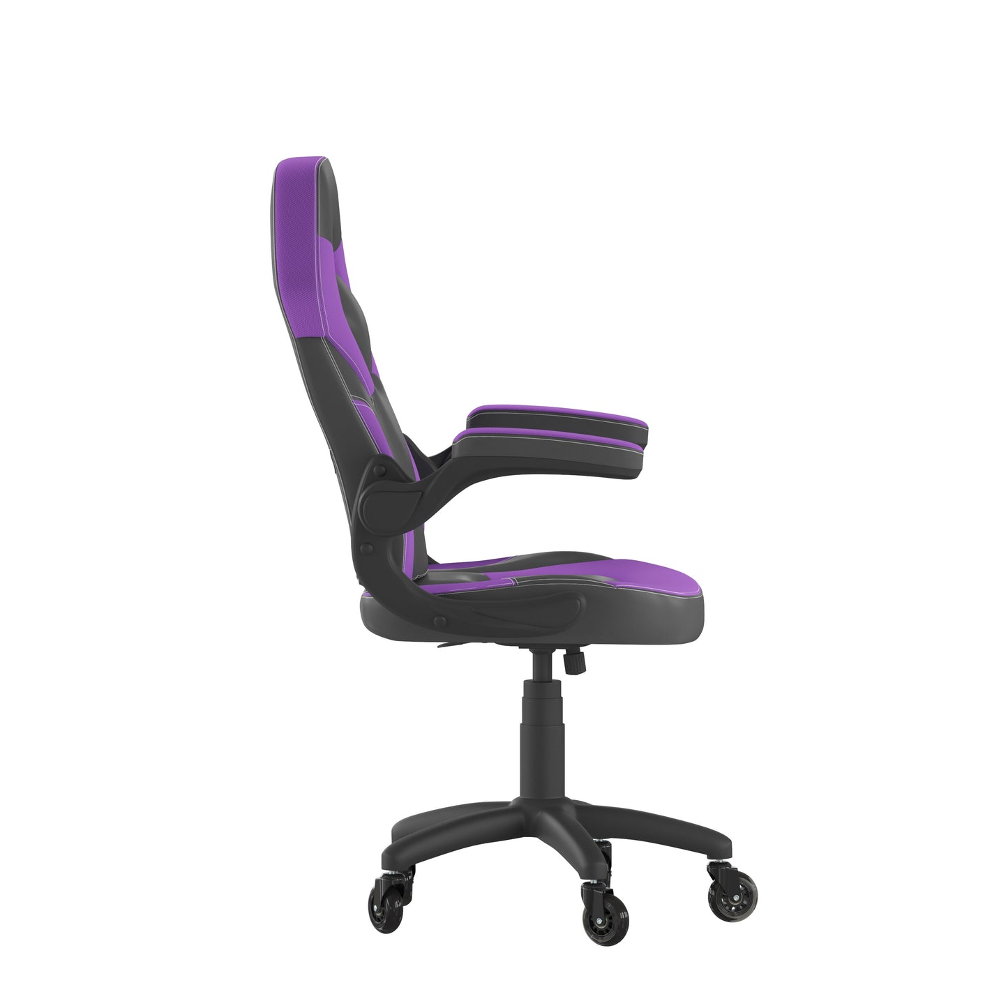 X10 Gaming Chair Racing Office Computer PC Adjustable Chair with Flip-up Arms and Transparent Roller Wheels, Purple/Black LeatherSoft Purple