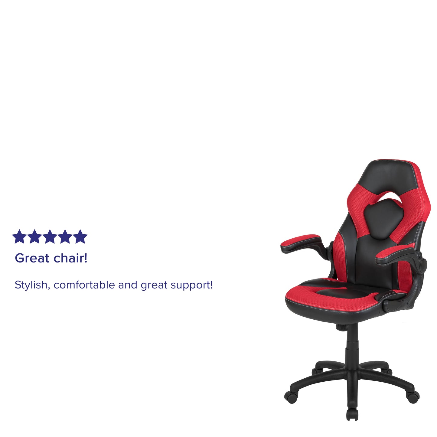X10 Gaming Chair, Racing Style Ergonomic Office Chair, Height Adjustable Swivel Computer Chair with Flip-Up Arms, Red/Black LeatherSoft Red