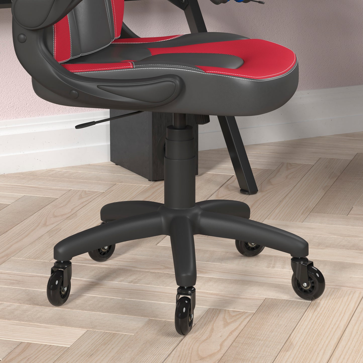 X10 Gaming Chair Racing Office Computer PC Adjustable Chair with Flip-up Arms and Transparent Roller Wheels, Red/Black LeatherSoft Red