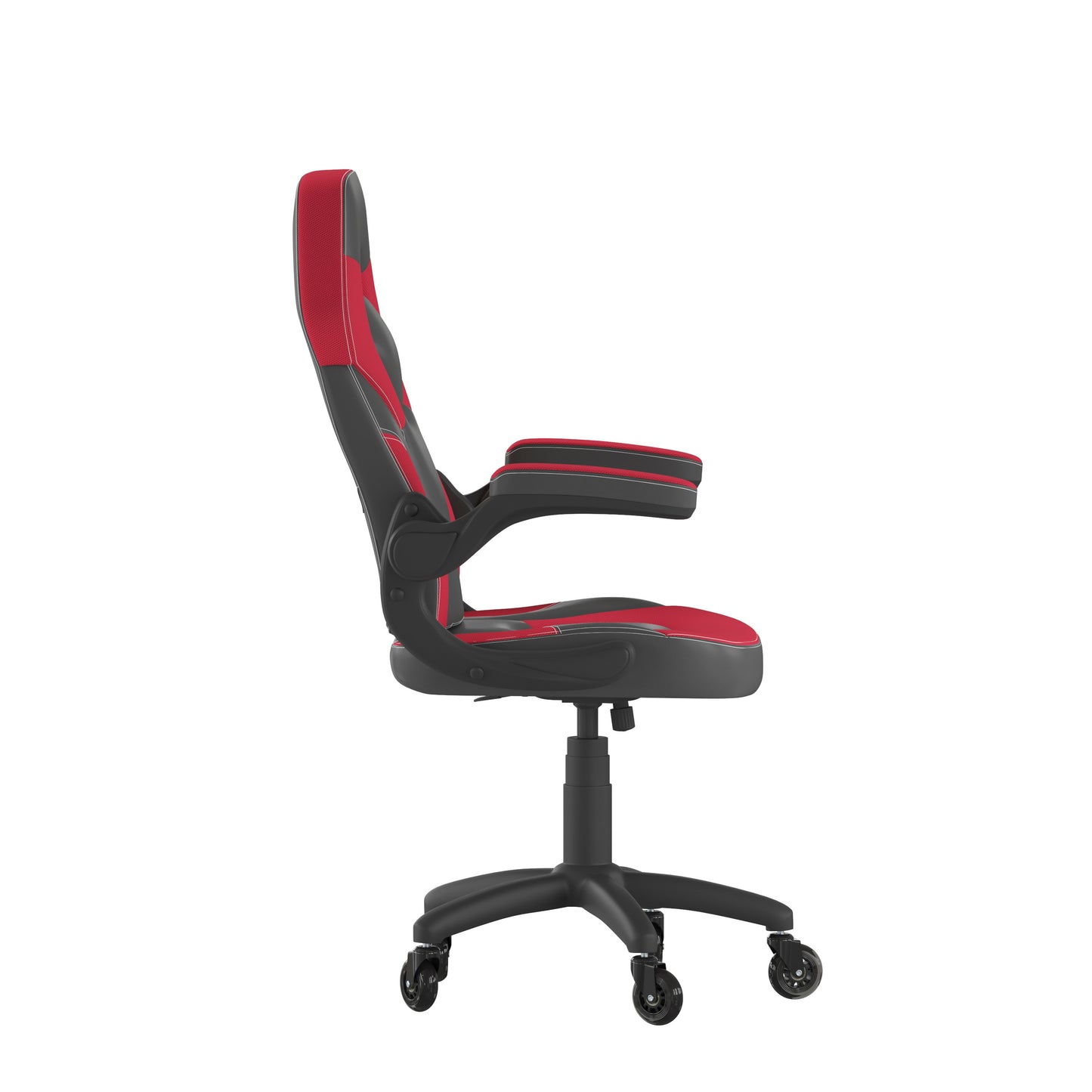X10 Gaming Chair Racing Office Computer PC Adjustable Chair with Flip-up Arms and Transparent Roller Wheels, Red/Black LeatherSoft Red