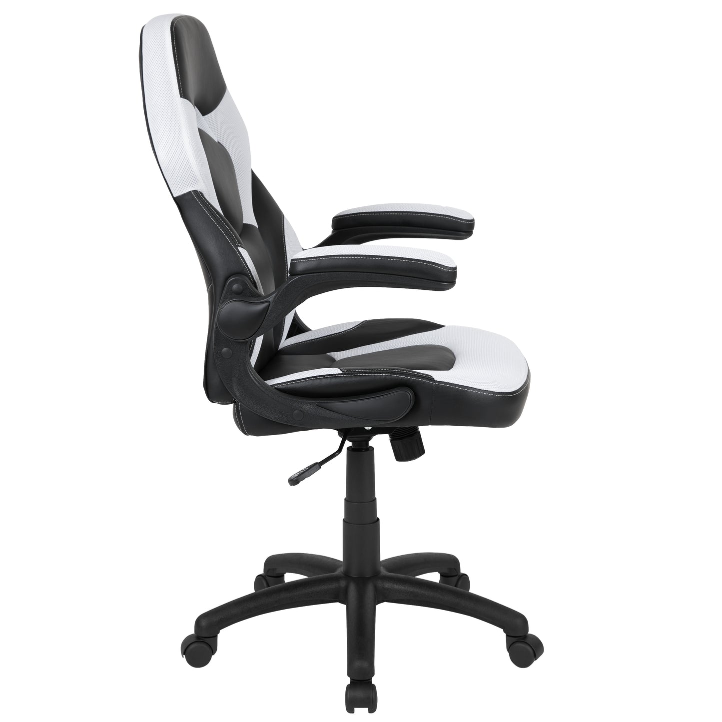 X10 Gaming Chair, Racing Style Ergonomic Office Chair, Height Adjustable Swivel Computer Chair with Flip-Up Arms, White/Black LeatherSoft White