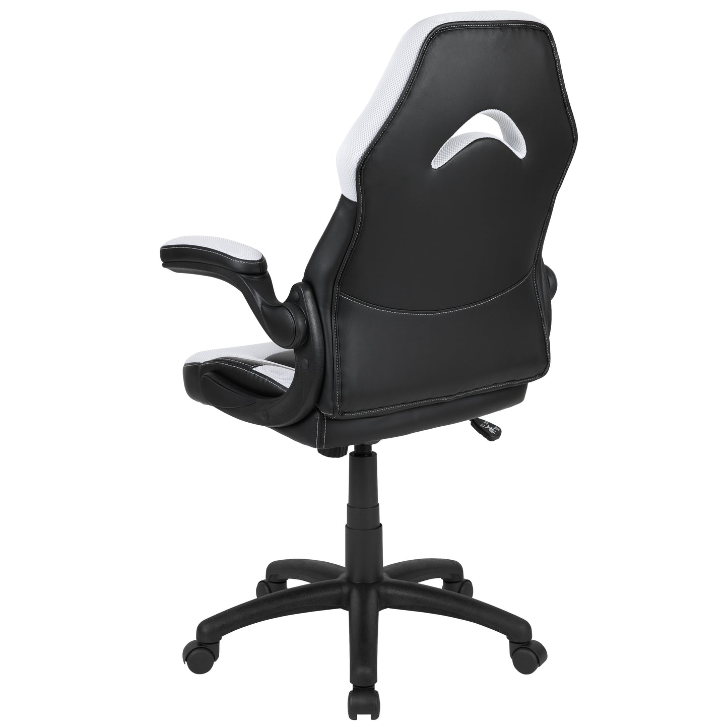 X10 Gaming Chair, Racing Style Ergonomic Office Chair, Height Adjustable Swivel Computer Chair with Flip-Up Arms, White/Black LeatherSoft White