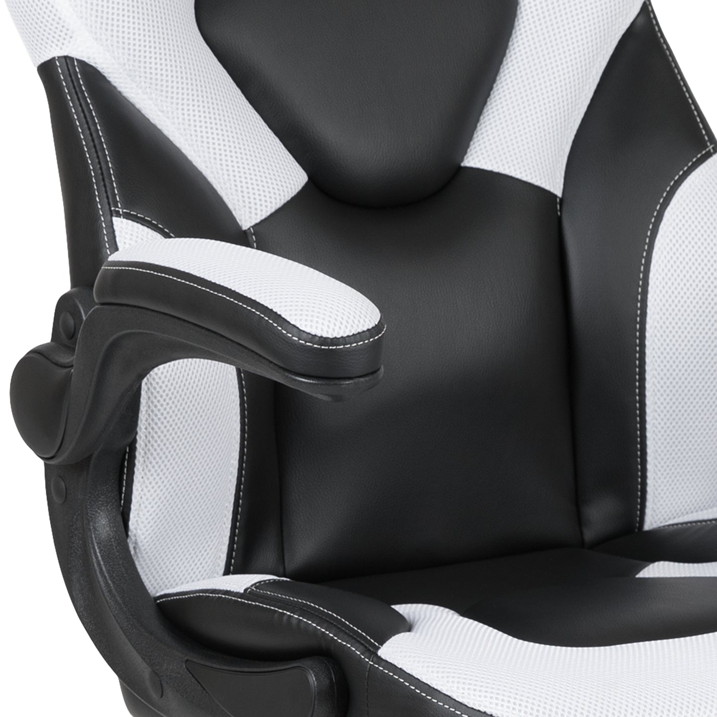 X10 Gaming Chair, Racing Style Ergonomic Office Chair, Height Adjustable Swivel Computer Chair with Flip-Up Arms, White/Black LeatherSoft White