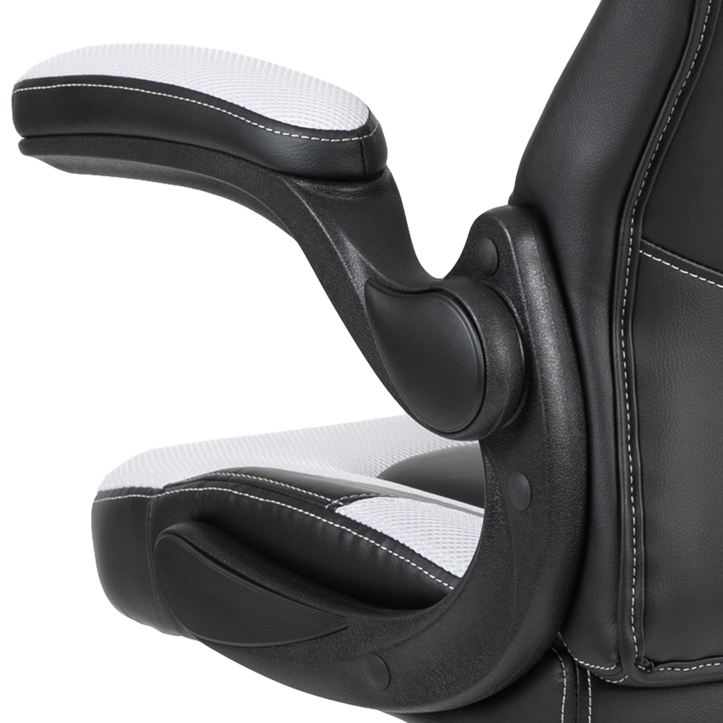 X10 Gaming Chair, Racing Style Ergonomic Office Chair, Height Adjustable Swivel Computer Chair with Flip-Up Arms, White/Black LeatherSoft White