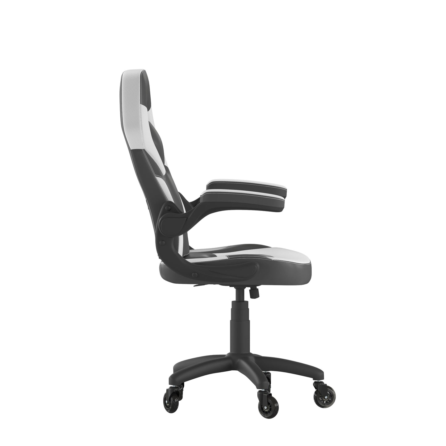 X10 Gaming Chair Racing Office Computer PC Adjustable Chair with Flip-up Arms and Transparent Roller Wheels, White/Black LeatherSoft White