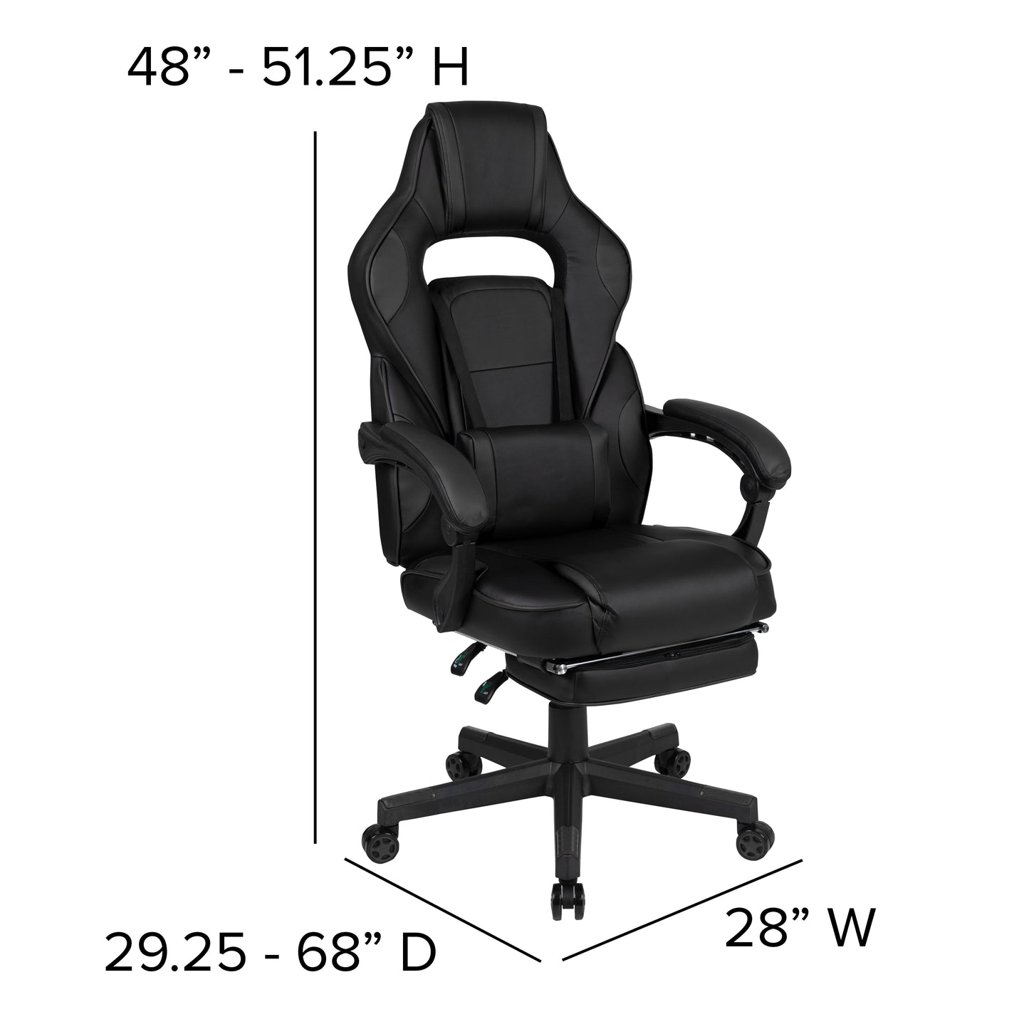 X40 Gaming Chair Racing Ergonomic Computer Chair with Fully Reclining Back/Arms, Slide-Out Footrest, Massaging Lumbar - Black Black