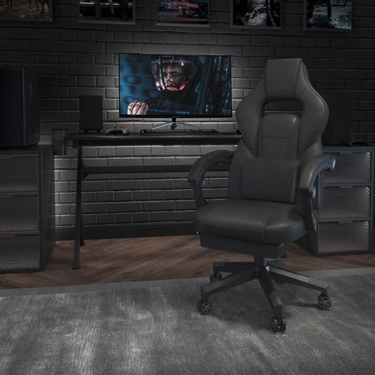 X40 Gaming Chair Racing Ergonomic Computer Chair with Fully Reclining Back/Arms, Slide-Out Footrest, Massaging Lumbar - Black Black CH-00288-BK-BK-GG
