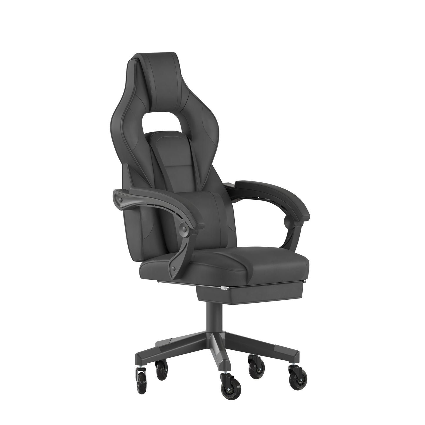 X40 Gaming Chair Racing Computer Chair with Fully Reclining Back/Arms and Transparent Roller Wheels, Slide-Out Footrest, - Black Black