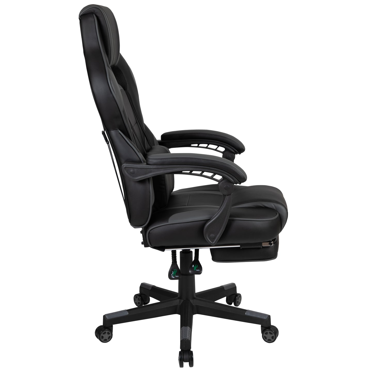 X40 Gaming Chair Racing Ergonomic Computer Chair with Fully Reclining Back/Arms, Slide-Out Footrest, Massaging Lumbar - Black/Gray Black with Gray Trim