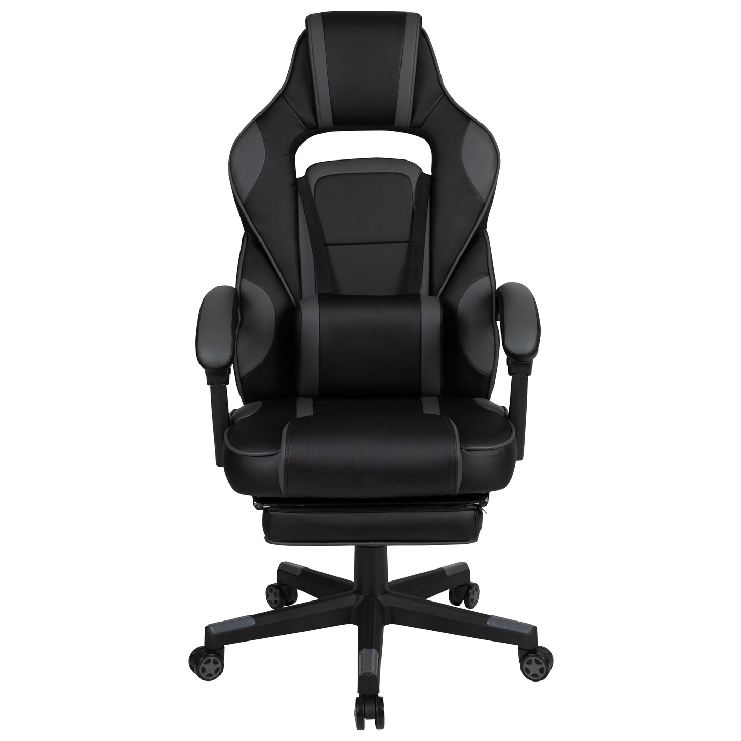 X40 Gaming Chair Racing Ergonomic Computer Chair with Fully Reclining Back/Arms, Slide-Out Footrest, Massaging Lumbar - Black/Gray Black with Gray Trim