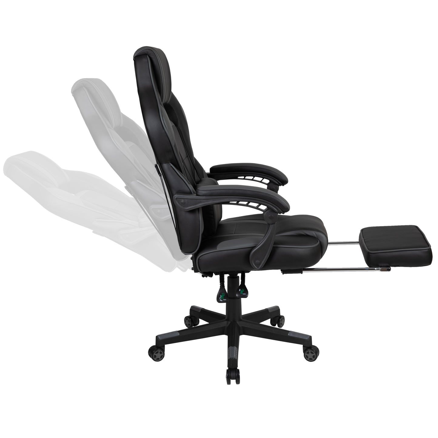 X40 Gaming Chair Racing Ergonomic Computer Chair with Fully Reclining Back/Arms, Slide-Out Footrest, Massaging Lumbar - Black/Gray Black with Gray Trim