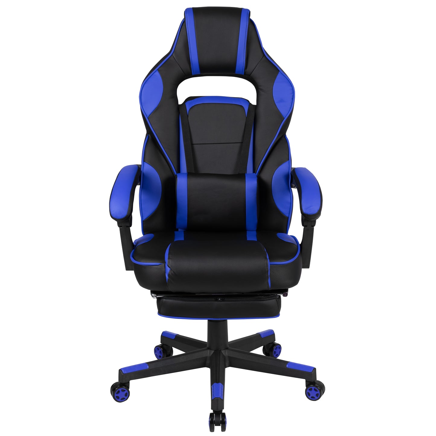X40 Gaming Chair Racing Ergonomic Computer Chair with Fully Reclining Back/Arms, Slide-Out Footrest, Massaging Lumbar - Black/Blue Black with Blue Trim