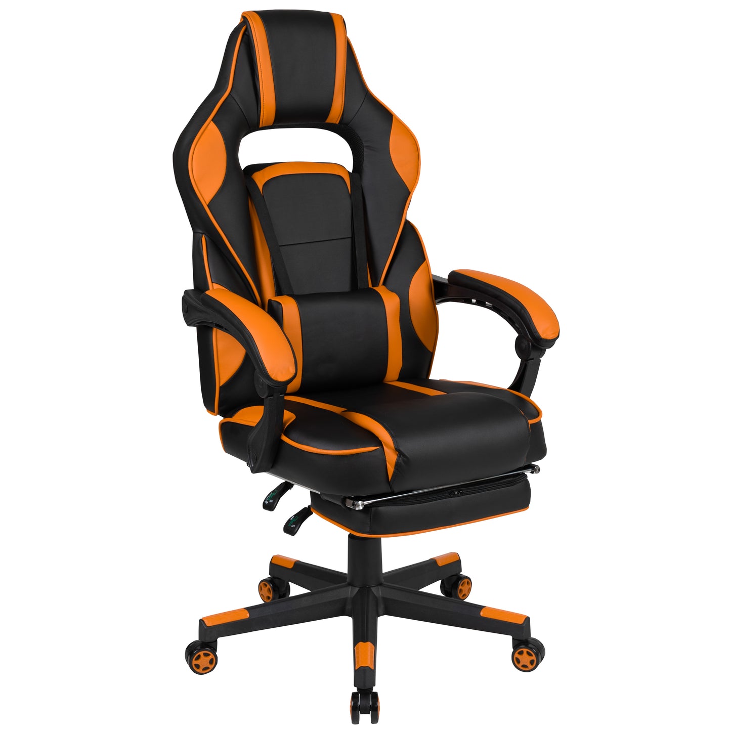 X40 Gaming Chair Racing Ergonomic Computer Chair with Fully Reclining Back/Arms, Slide-Out Footrest, Massaging Lumbar - Black/Orange Black with Orange Trim