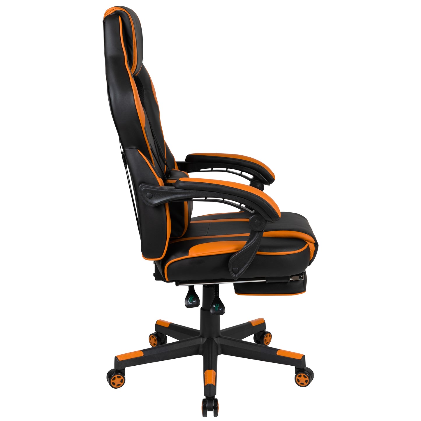X40 Gaming Chair Racing Ergonomic Computer Chair with Fully Reclining Back/Arms, Slide-Out Footrest, Massaging Lumbar - Black/Orange Black with Orange Trim