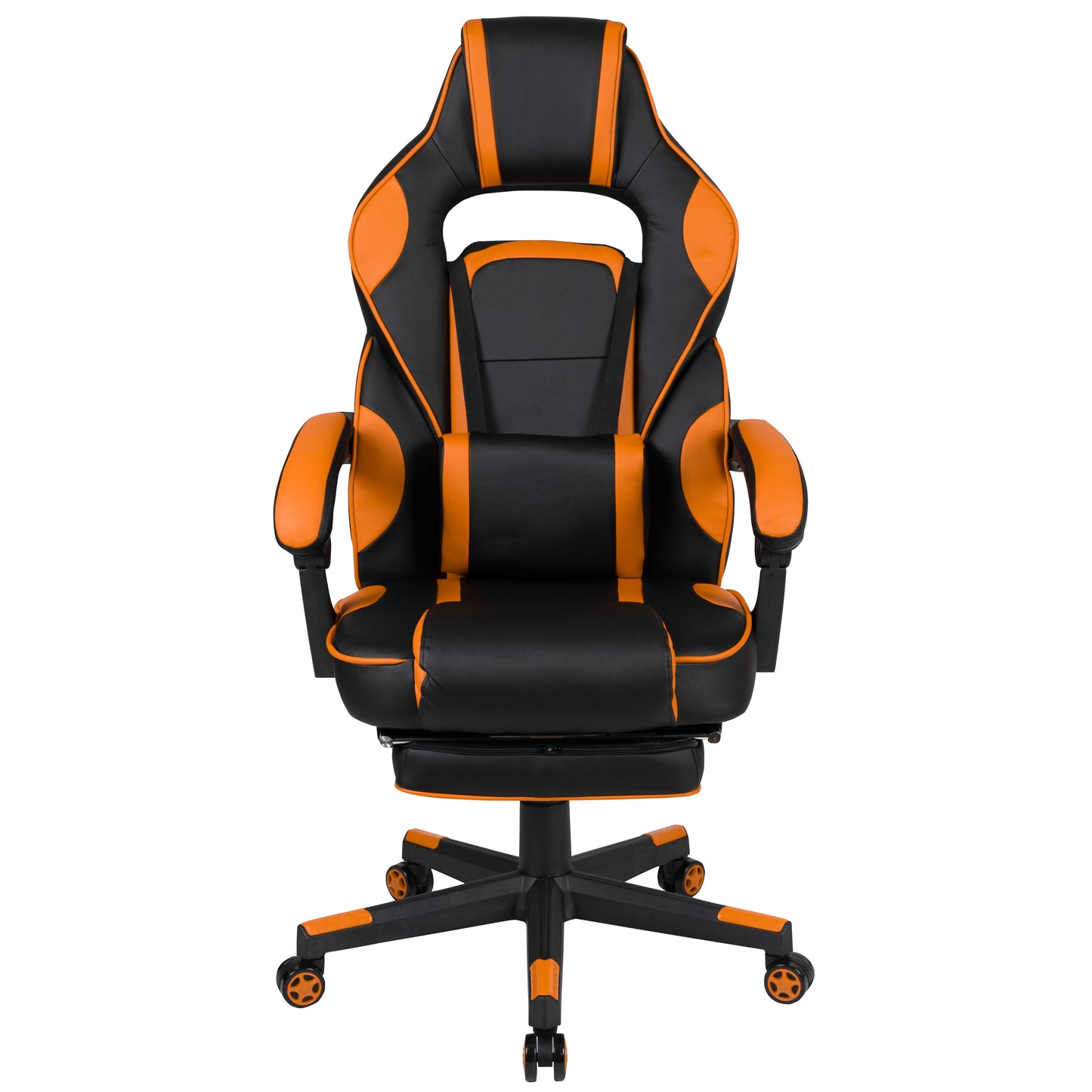 X40 Gaming Chair Racing Ergonomic Computer Chair with Fully Reclining Back/Arms, Slide-Out Footrest, Massaging Lumbar - Black/Orange Black with Orange Trim