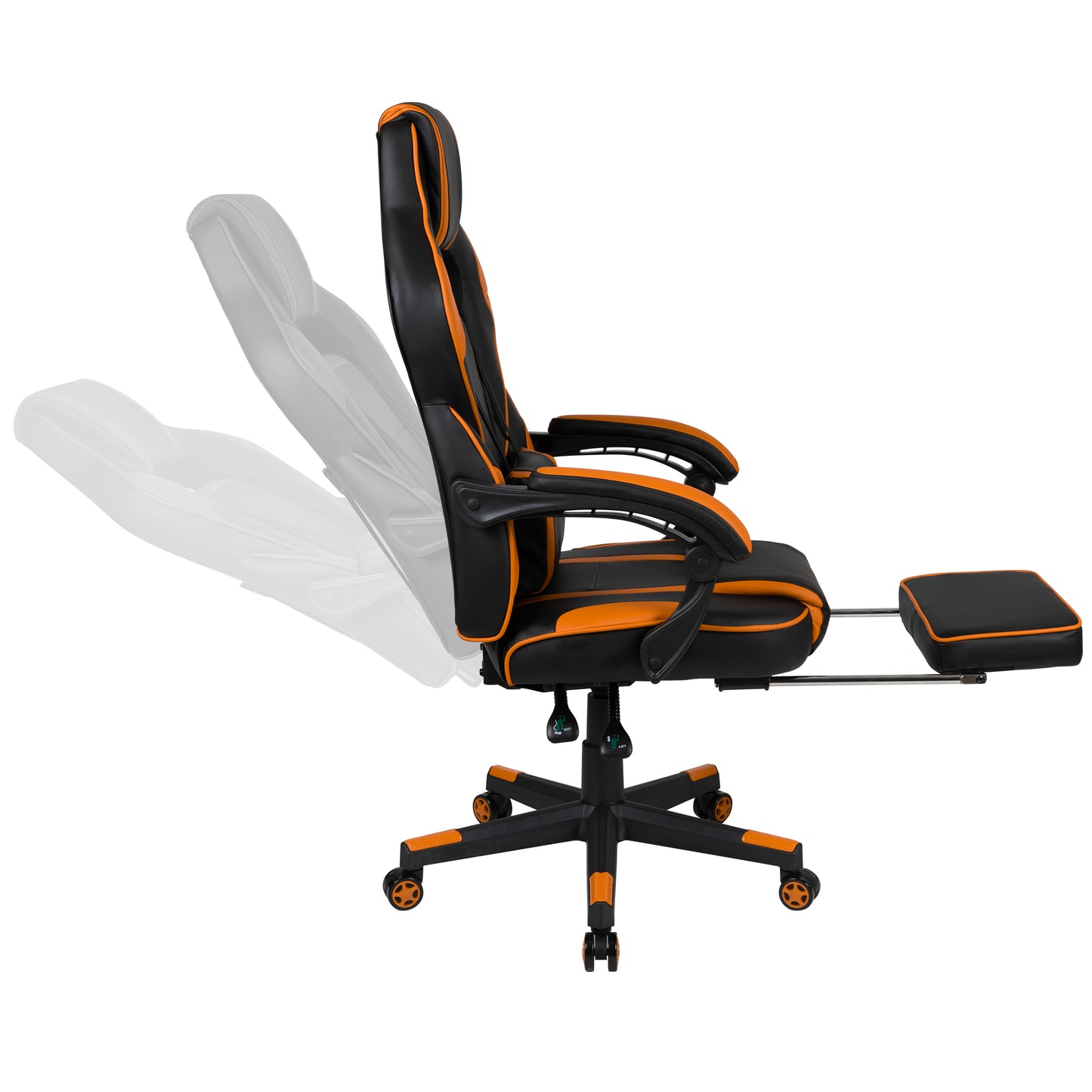 X40 Gaming Chair Racing Ergonomic Computer Chair with Fully Reclining Back/Arms, Slide-Out Footrest, Massaging Lumbar - Black/Orange Black with Orange Trim
