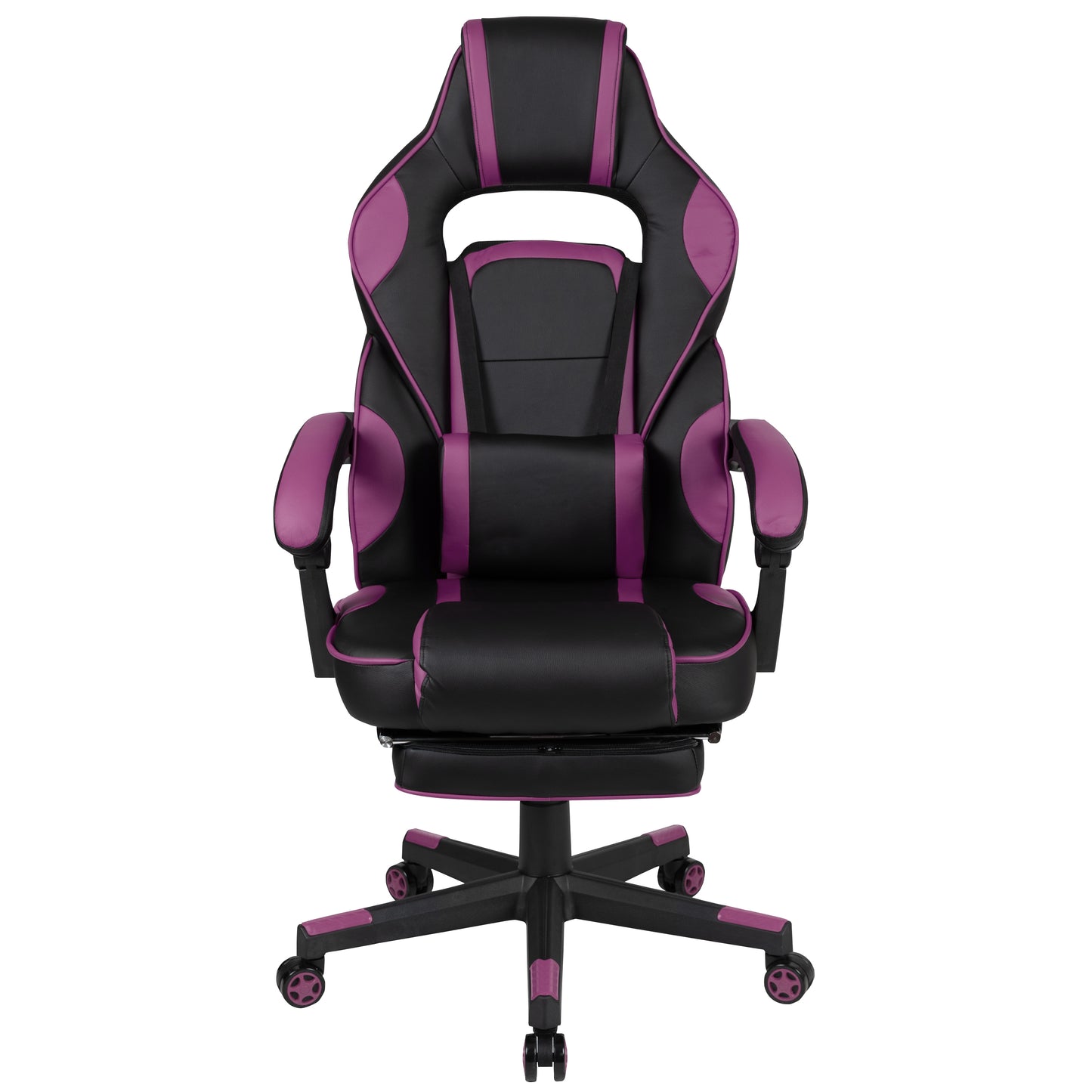 X40 Gaming Chair Racing Ergonomic Computer Chair with Fully Reclining Back/Arms, Slide-Out Footrest, Massaging Lumbar - Black/Purple Black with Purple Trim
