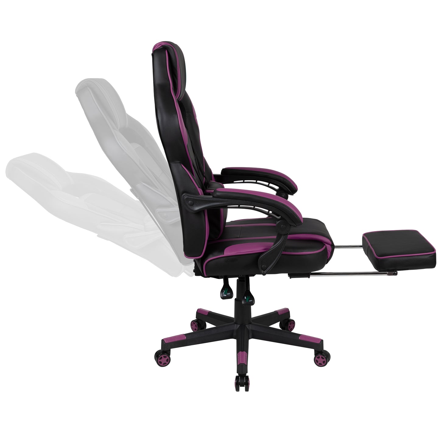 X40 Gaming Chair Racing Ergonomic Computer Chair with Fully Reclining Back/Arms, Slide-Out Footrest, Massaging Lumbar - Black/Purple Black with Purple Trim