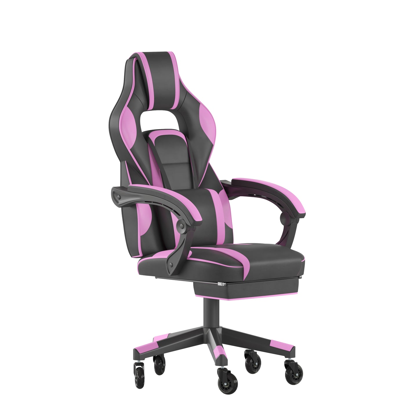 X40 Gaming Chair Racing Computer Chair with Fully Reclining Back/Arms and Transparent Roller Wheels, Slide-Out Footrest, - Black/Purple Black with Purple Trim