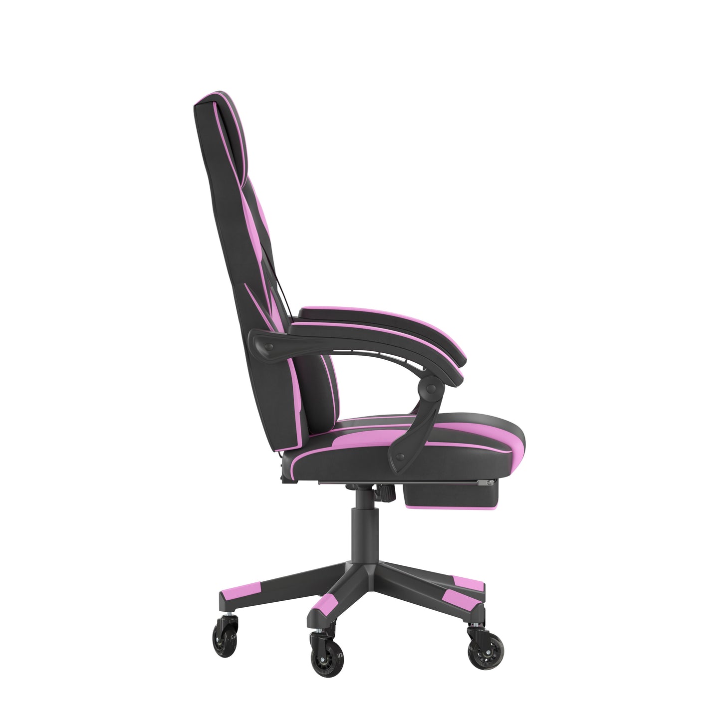 X40 Gaming Chair Racing Computer Chair with Fully Reclining Back/Arms and Transparent Roller Wheels, Slide-Out Footrest, - Black/Purple Black with Purple Trim