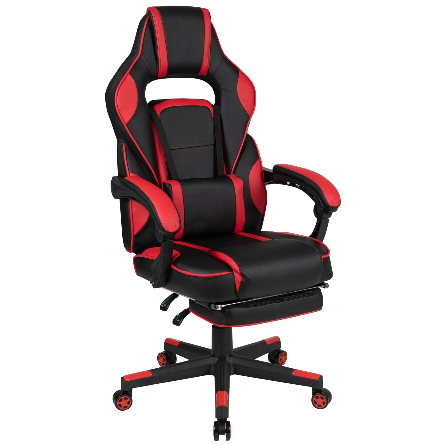 X40 Gaming Chair Racing Ergonomic Computer Chair with Fully Reclining Back/Arms, Slide-Out Footrest, Massaging Lumbar - Red Black with Red Trim