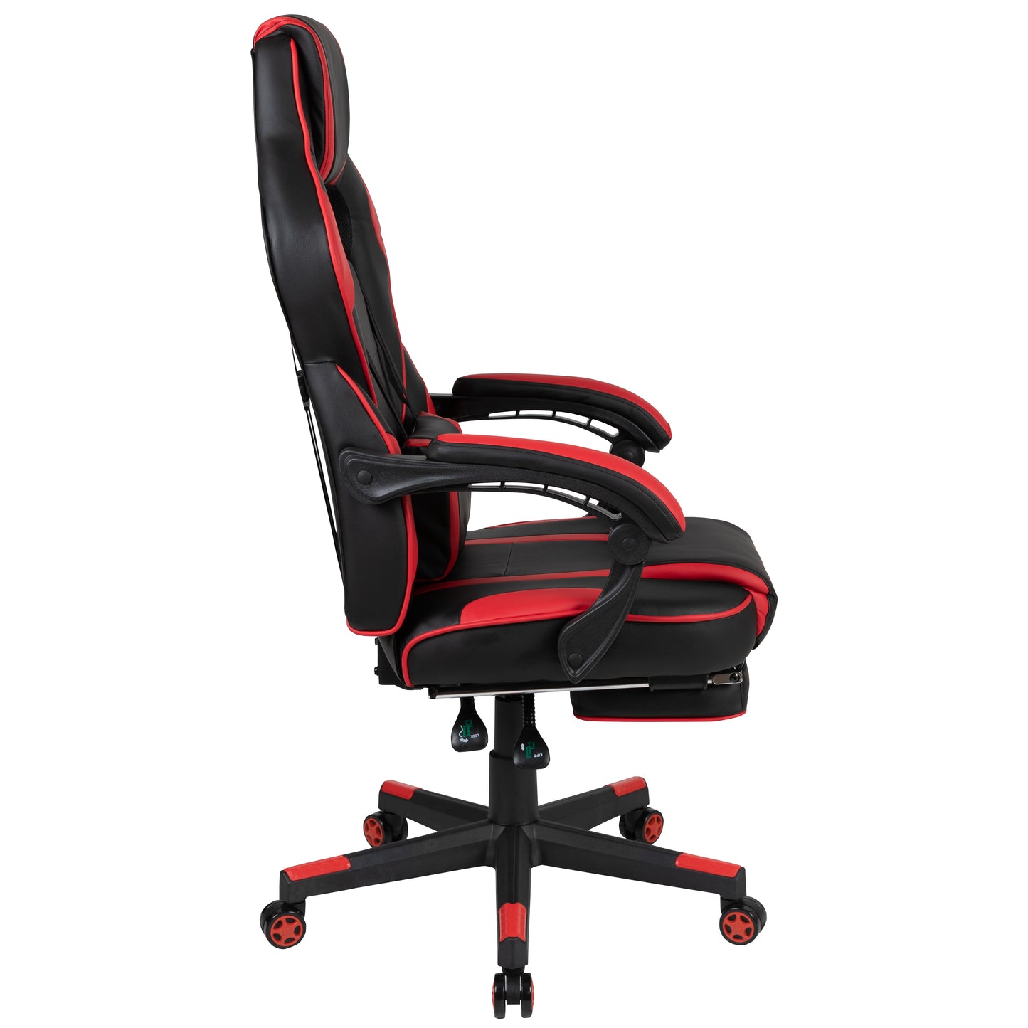 X40 Gaming Chair Racing Ergonomic Computer Chair with Fully Reclining Back/Arms, Slide-Out Footrest, Massaging Lumbar - Red Black with Red Trim