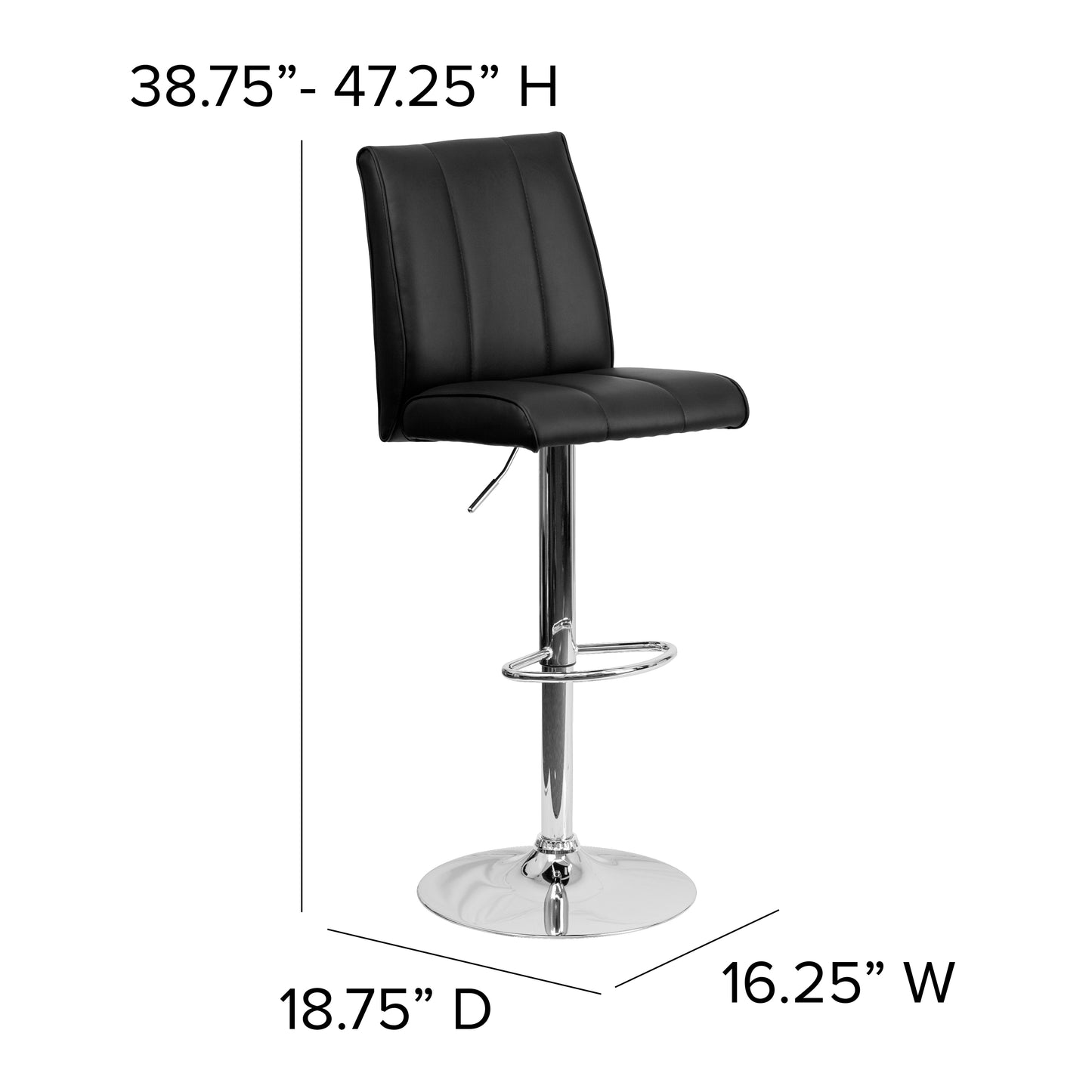 Sammie Contemporary Button Tufted Gray Vinyl Adjustable Height Barstool with Chrome Base Gray