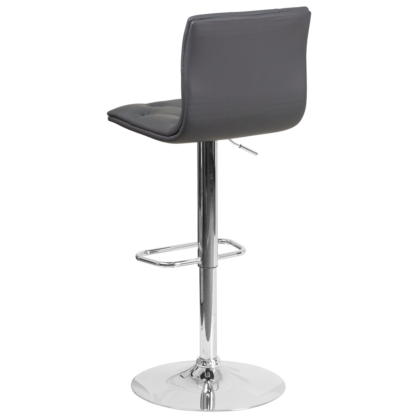 Sammie Contemporary Button Tufted Gray Vinyl Adjustable Height Barstool with Chrome Base Gray