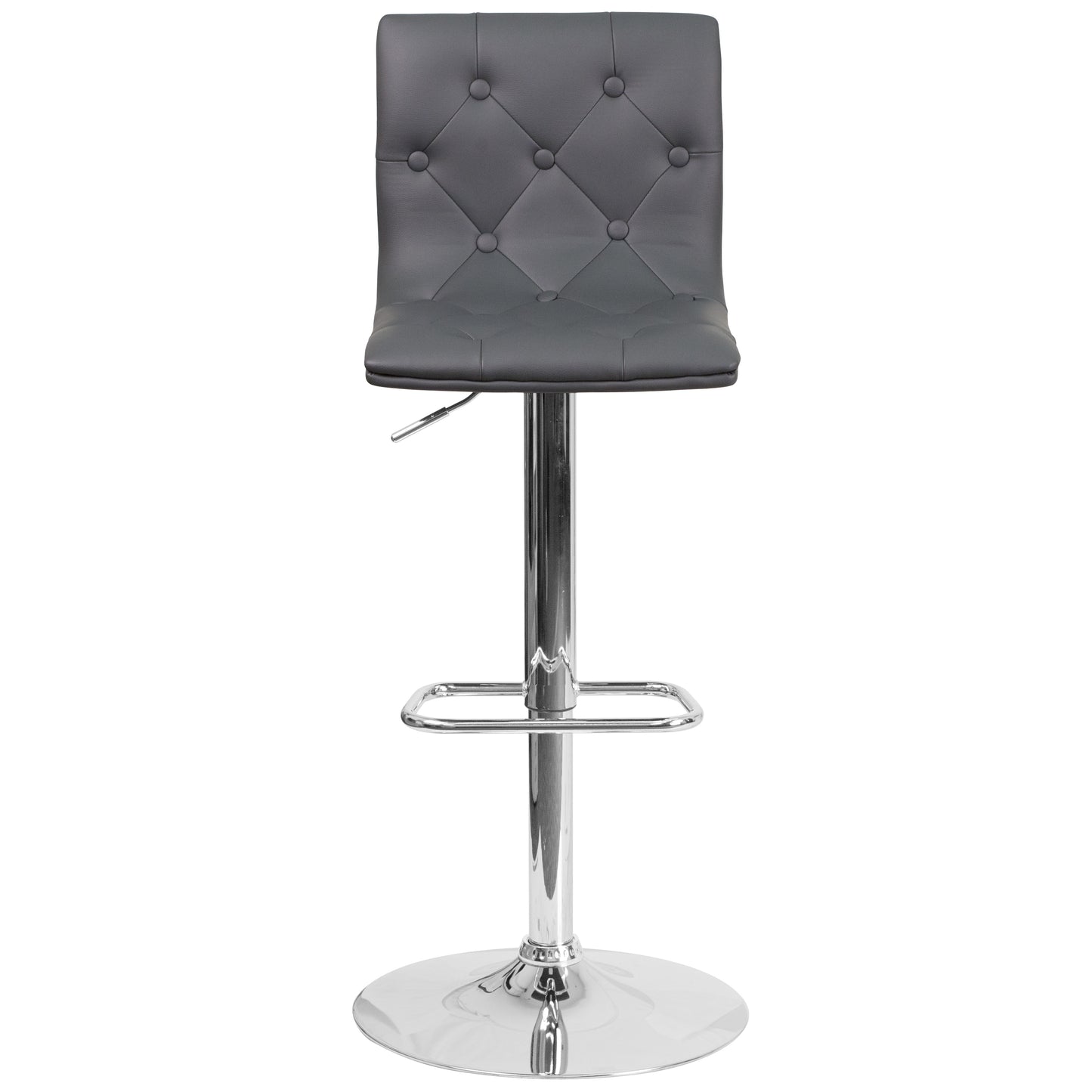 Sammie Contemporary Button Tufted Gray Vinyl Adjustable Height Barstool with Chrome Base Gray
