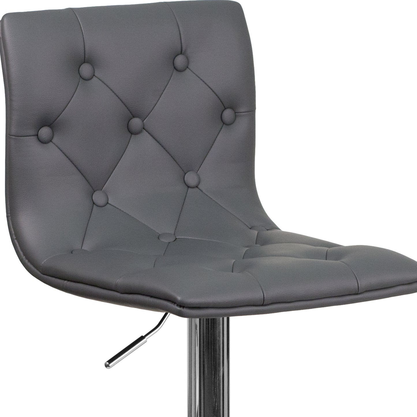 Sammie Contemporary Button Tufted Gray Vinyl Adjustable Height Barstool with Chrome Base Gray
