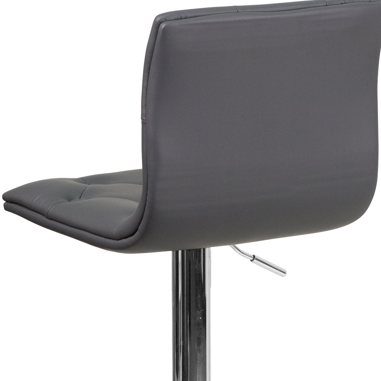 Sammie Contemporary Button Tufted Gray Vinyl Adjustable Height Barstool with Chrome Base Gray