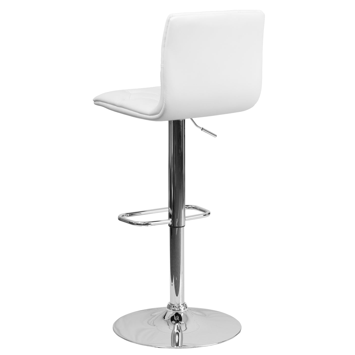Sammie Contemporary Button Tufted White Vinyl Adjustable Height Barstool with Chrome Base White