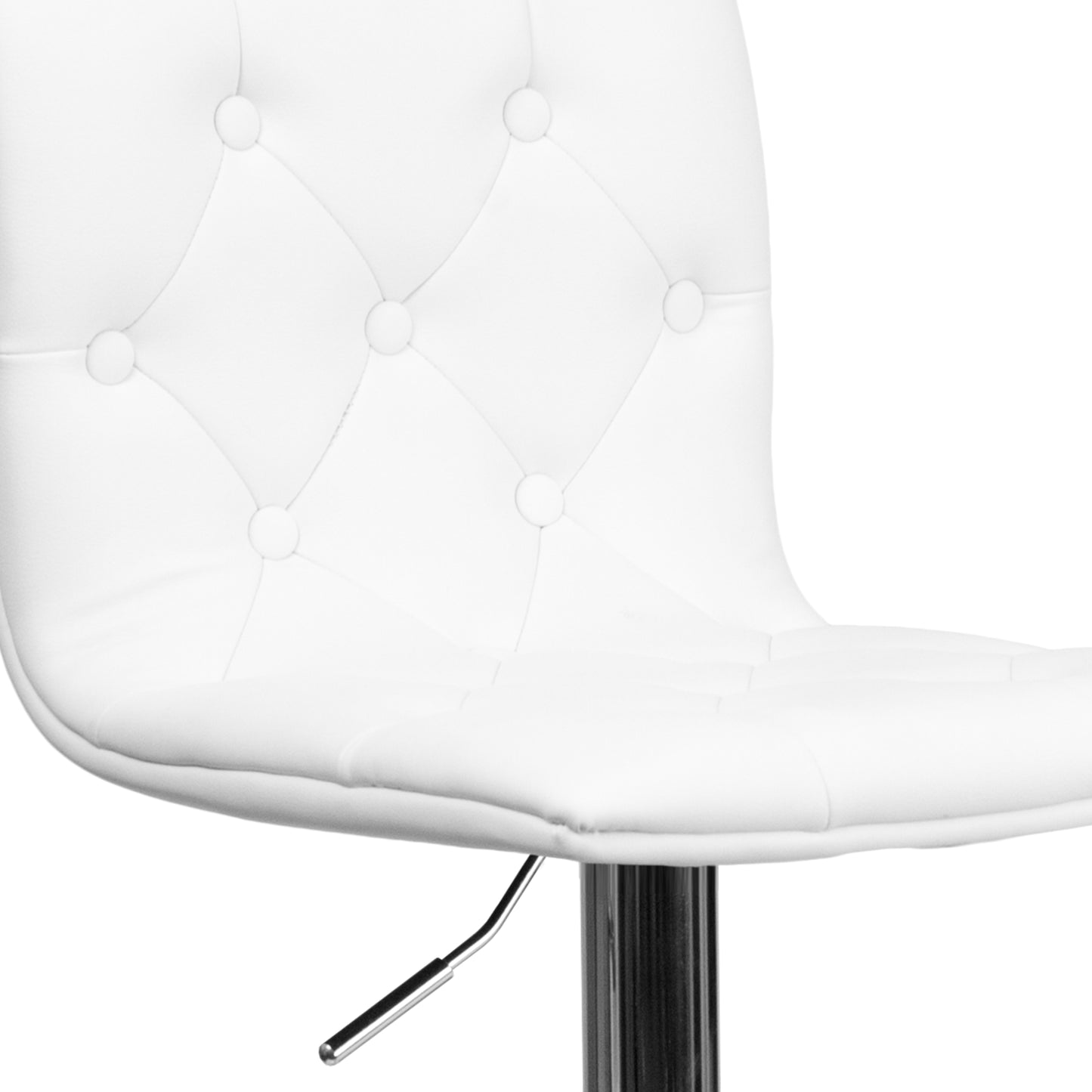 Sammie Contemporary Button Tufted White Vinyl Adjustable Height Barstool with Chrome Base White
